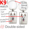 Double-sided metal key ring with photo Swiss White Shepherd, metal key ring gift idea double faced key holder metallic Canadian