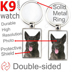 Metal key ring, double-sided photo Dutch Shepherd