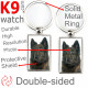 Double-sided metal key ring with photo Loinghaired Dutch Shepherd, metal key ring gift idea; double faced key holder metallic