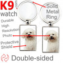 Metal key ring, double-sided photo Bichon Frise Tenerife