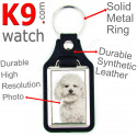 Vegan leather key ring, photo Bichon Frise