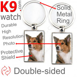 Metal key ring, double-sided photo Tricolor Border Collie