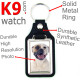 Vegan leather key ring, photo White and fawn American Bulldog