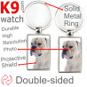 Metal key ring, double-sided photo White American Bulldog