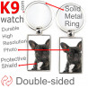 Metal key ring, double-sided photo Brindle black French Bulldog