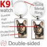 Metal key ring, double-sided photo black & tan French Bulldog