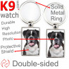 Metal key ring, double-sided photo brindle German Boxer