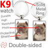 Metal key ring, double-sided photo American Bully