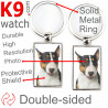 Metal key ring, double-sided photo Tricolor Bull Terrier