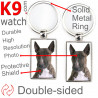 Metal key ring, double-sided photo Brindle Bull Terrier