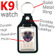 Vegan leather key ring, photo White and fawn American Bulldog