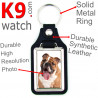 Vegan leather key ring, photo Fawn English Bulldog