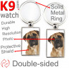 Metal key ring, double-sided photo Fawn Bullmastiff