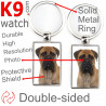 Metal key ring, double-sided photo Fawn Bullmastiff