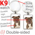 Metal key ring, double-sided photo Brown American Bully