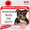 Red portal Sign "Beware of Dog, American Bully on duty" 24 cm