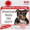 Red portal Sign "Beware of Dog, American Bully on duty" 24 cm