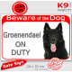 Red Portal Sign "Beware of the Dog, Groenendael Belgian Shepherd on duty" 24 cm, gate plate photo notice, panel placard Belgium 