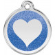 Navy Blue colour Identity Medal Glitter Heart cat and dog, tag