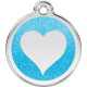 Light Glitter Blue Identity Medal Heart, cat and dog tag