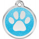 Light Glitter Blue Identity Medal Paw, cat and dog tag