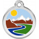 Green colour Identity Medal Mountain Landscape cat and dog, security tag
