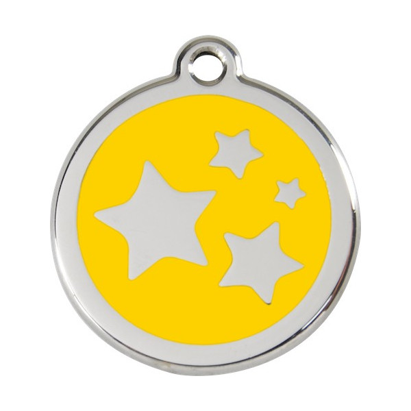 Yellow colour Identity Medal Stars cat and dog, tag