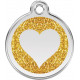Golden colour Identity Medal Heart Glitter cat and dog, tag